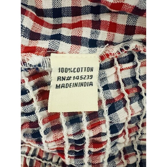 SIM & SAM Puff Sleeve Gingham Crop Top S Smock back Cowgirl Cottagecore Patriot - Picture 8 of 9